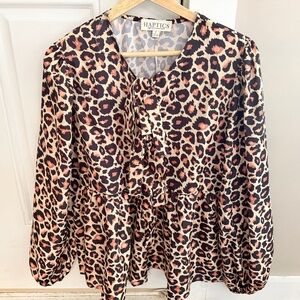 Haptics Leopard Print Women's Blouse